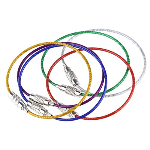 UOOOM 20Stk. Farbige Stahldraht Schlüsselring Edelstahl Draht Schlüsselanhänger aus Drahtseil mit Drehverschluß (10 cm / 4 Zoll, 20 Stück) - 3