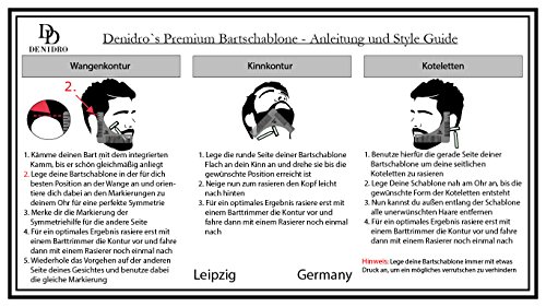 Premium Denidro Edelstahl Bartschablone | in edler Verpackung und hochwertigem Samtbeutel | mit Symmetrie Hilfe für perfekte Konturen | Mit Anleitung | Geschenkidee - 5