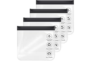 Aucuu 1L Flugzeug Beutel Flüssigkeiten,20x20cm Kulturbeutel Transparen Reise Kosmetiktasche,Transparent Kulturtasche,Auslaufsichere Reisekulturbeutel,Flughafensicherheit Zugelassene Flüssigkeitsbeutel