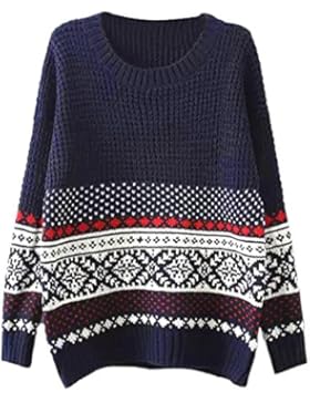 Donna Manica Lunga Maglia Maglione Pullover Allentata Sweatshirt Casual Sweaters