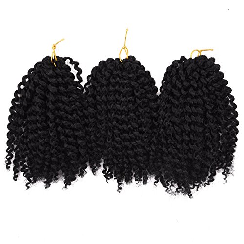 Synthetic(1#) Marlybob Kinky Curl (3 Bundles/pack) 8'' Curly Wave Crochet Braiding Hair Extension
