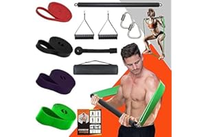 DASKING Set di 4 barre di resistenza portatile per la casa, con 4 livelli di resistenza, 136 kg, con carico pesante, kit di allenamento per il sollevamento pesi, guida per l'allenamento inclusa