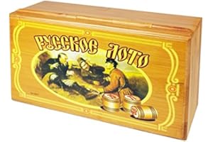 RUKAUF Rosyjskie lotto (Loto) zestaw do zabawy w drewnianej skrzynce z drewnianymi figurkami, gra bingo, gra rodzinna, bingo