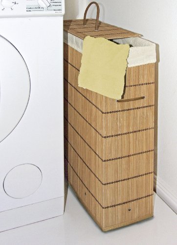 WENKO 7879500 Wäschetonne Lückenfüller – extra schmal, Bambus, 39 x 60 x 18.5 cm, Braun - 6