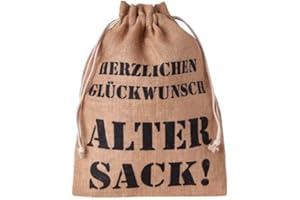 ORGANZABEUTEL24 1 Geschenkbeutel Alter Sack Herzlichen Glückwunsch, Geburtstag, Jubiläum (40x30 cm)