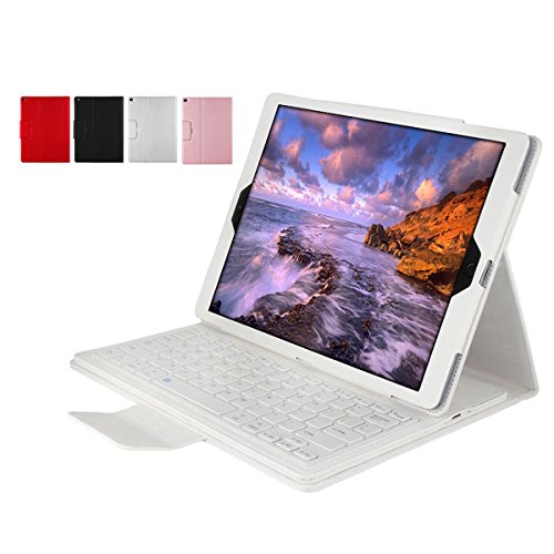 iPad Pro Bluetooth Tastatur Hülle Fall Keyboard Case Magnetisch Abnehmbare Versteckte drahtlose Wireless Bluetooth Tastatur-hülle intelligente Kasten-Halter PU-lederner Foliostandplatz-Abdeckung Litschi Getreide für Apple iPad Pro 12,9 Zoll 2015 Ausgabe (Weiß)
