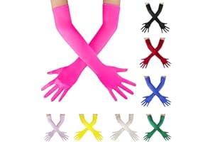 OWITER Long Elbow Gloves Bride Satin Gloves 1920s Opera Evening Party Dance Prom Gloves