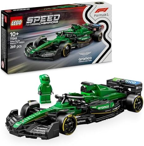 LEGO Speed Champions Auto da Corsa Aston Martin Aramco F1 AMR24 Macchina Giocattolo da Collezione con Minifigure del Pilota, Modello per Bambini da 10 Anni o per Adulti Fan della Formula 1 77245