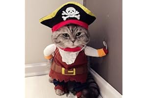 IDEPET Haustierkostüm für Hunde und Katzen, lustiges Piraten-Motiv, inkl. Hut