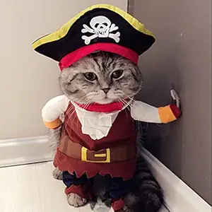 Idepet New Funny Pet Clothes Pirate Dog Cat Costume Suit Corsair Dressing up Party Apparel Clothing for Cat Dog Plus Hat (M)