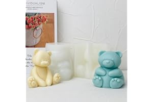 Vercico 2 stampi per candele in silicone 3D a forma di orso in resina, per fai da te, idea regalo di Natale, 2 misure
