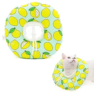 Qpets Cat Cone Collar Comfy & Soft Stuffed PP Cotton Adjustable Size Machine Washable, After Surgery for Anti-Licking Dog E Collar,Surgery Recovery Collar for Pet (M:16-29cm Under 10kg)