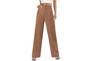 PASUDA Pantalon Femme Été Taille Haute Elastique Pantalons avec Bouton Pantacourt Droit Devant avec Poches Ample Léger Fluide Longueur Pants Chic Décontractée Travail