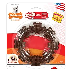 Nylabone Power Chew Textured Dog Chew Ring Toy Flavor Medley Flavor Small/Regular - up to 25 lbs.