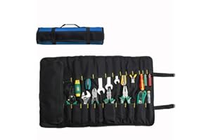 Lichi Tool Roll Bag, Portable tool Bags, 38 pockets Tool Roll Up Bag, Tool Wrap Roll Organisers, Screwdriver Spanner Drive Sockets Roll Tool Organisers Storage - Blue