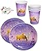Produktbild 12 tlg. Set _ Pappbecher & Pappteller - " Traumpferde / Traumpferd " - Geburtstag / bunt für Kaffee - Becher & Teller - Kindergeburtstag - Einwegbecher / Kaffeebecher - Partybecher - für Kinder - Pferde / Einhorn Mädchen - Tiere / Einwegteller