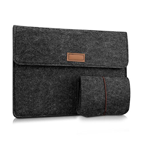kwmobile Tablettasche Filz Sleeve für 9,7 – 10,1″ Tablet – Tablet Schutzhülle Tasche Case Hülle in Dunkelgrau mit Innentaschen Innenmaße: ca. 28,0 x 20,0 cm - 5