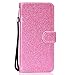 Produktbild Edaroo Rosa PU Lederhülle Für Huawei P20, Luxus Bling Diamant Glänzend Glitzer Strass Magnetverschluss Ledertasche Klapphülle Brieftasche Schutzhülle für Huawei P20