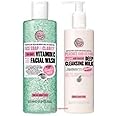 (2 PACK) Soap & Glory Face Soap & Clarity 3-in-1 Daily Detox Vitamin C Facial Wash x 350ml & Soap & Glory Peaches & Clean 4-in-1 Wash-Off Deep Cleansing Milk x 350ml
