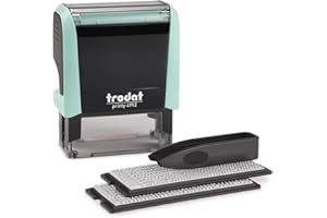 ‎TRODAT Trodat Printy 4912 Stempelset in Pastell Grün zum Selbersetzen - 4 Textzeilen, Abdruck 47x18 mm, Deutsch, inkl. Pinzette, Stempelkissen schwarz & Buchstaben- und Zahlenset in zwei Größen