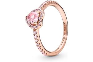 Pandora Timeless Pozłacany 14-karatowym złotem pierścionek z różowym kryształem i różową cyrkonią, serce