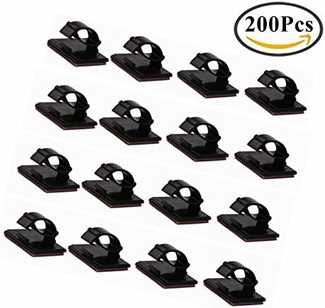3M Self Adhesive Cable Clips Mini Space Saving Cable Organizer Wire Management Clips for Desktop, Computer, Electrical, Charging or Mouse Cord in Car, Home and Workplace (Pack of 200pcs)