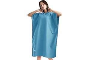 flintronic Poncho Surf, 110 * 80 cm, Poncho Toalla de Microfibra para Adultos con Capucha, Secado Rápido y Ligero Portátil, Playa Toalla para Hombre y Mujer, para Surf, Surfista, Nadadore, Azul