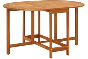 vidaXL Mesa para Exterior Jardín Ovalada de Alas Abatibles de Madera de Acacia