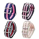FERZA Home Premium Nylon-Uhrenarmbänder mit Edelstahlschnalle 4er Pack (Color : Pink Red, Size : 18mm)