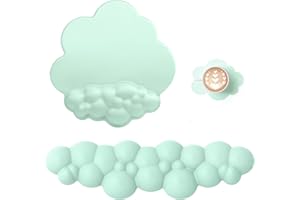 Attack Shark Cloud Poggiapolsi e Tappetino per Mouse con Sottobicchiere,Supporto Ergonomico per il Polso Della Tastiera,Sollievo dal Dolore,Base Antiscivolo, Comodo per Giocare/Digitare -Verde Chiaro