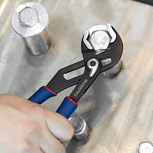 WORKPRO 2 teilige verstellbare Hochleistungs-Wasserpumpenzange mit Schnelleinstellung und schlanken Mehrkomponenten-Griffhüllen, 200MM und 250MM Universalzange - 4