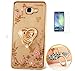 Produktbild ISENPENK Samsung Galaxy A7(2015)/A700F Ring Hülle,Ultra Slim Soft TPU Silikon Pattern Transparent Schutzhülle,3D Bling Glitzer Strass Durchsichtig Weichem Silicone Thin Handy Hülle,Butterfly Blume Kristall Diamant Glänzend Stoßdämpfend Spiegel Schutz Crystal Case Tasche Etui Bumper mit Diamant Ring Halter Ständer Standfunktion Wasserdicht Case für Samsung Galaxy A7(2015)/A700F 5.5 Zoll-[herz golden]+Panzerglas Folie/ Display foile/ Schutzfolie