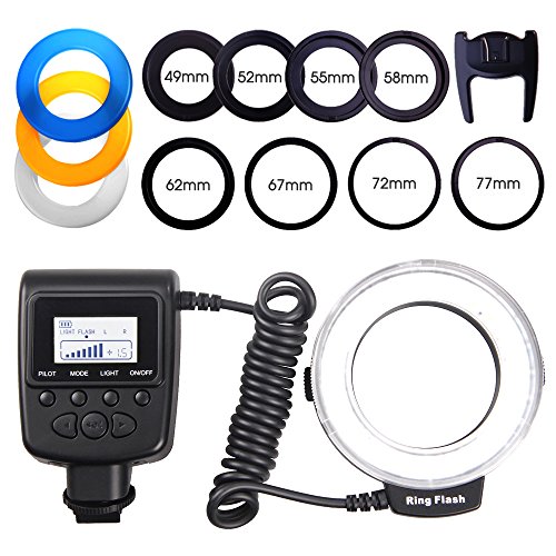 SAMTIAN RF-550E Anneau 48 LED Ultra Brillant et L g reLED Flash Annulaire avec une luminosit plus pr cise Series Macro est con u pour Appareils Photo Reflex Sony Minolta cameras avec 8 adaptateurs et reviews SAMTIAN RF-550E Anneau 48 LED Ultra Brillant et L g reLED Flash Annulaire avec une luminosit plus pr cise Series Macro est con u pour Appareils Photo Reflex Sony Minolta cameras avec 8 adaptateurs et