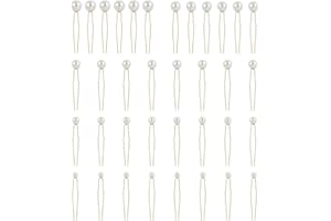 VXIWSCY Set de 36 Horquillas para el Pelo con Perlas en Forma de U, Accesorios Elegantes para Peinados de Novia y Damas de Honor, Diferentes Tamaños, clip en u perlado Color Dorado