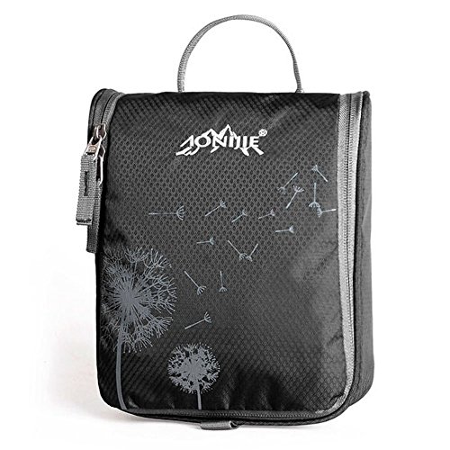 Preisvergleich Produktbild TOPBY herren / Damen wasserdicht Nylon Toilettenartikel-tasche Kulturtasche zum Aufhängen Wäschebeutel Kosmetiktasche Organisator mit Haken für Reise, Badezimmer, schwarz