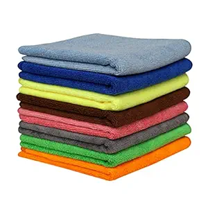 Microfiber Car Cleaning Cloth - 380 GSM - Thick Lint & Streak Free - Non Abrasive - Hypoallergenic - Highly Absorbent (Pack of 8, Multi 8A)