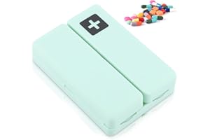 PLPLAAOO organizador diario de pastillas,Pastillero magn¨¦tico plegable, estuche port¨¢til para medicamentos, organizador magn¨¦tico plegable con 7 compartimentos para pastillas de dosis y vitaminas(Verde)