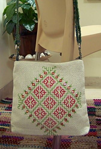 Panigha India Hand Embroidered Fresh Green/Ivory Crossbody Sling Bag