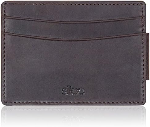 Dark Brown Genuine Leather Wallet JEFF with RFID Protection and Vintage Look. Extra Slim without Coin Pocket by SILEO®