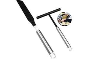 ZUMVIVIN Crepe Verteiler Teigverteiler Crepemaker in Edelstahl crêpe Spreader für Pfannkuchen Eierkuchen (Verteiler & Wender)