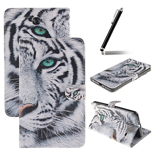 Galaxy Tab 4 7.0 Hülle Case,Galaxy Tab 4 7.0 Ledertasche,Ukayfe Muster Ledertasche Schutzhülle Leder Tasche für Samsung Galaxy Tab 4 7.0,Bunt Muster Design Slim Fit Folio PU leder Flip Cover im Bookstyle Kunstleder Schutzhülle Cover Tasche für Samsung Galaxy Tab 4 7.0 SM-T230 / T231Tablet mit 1 x Schwarze Eingabestift (Weißer Tiger)