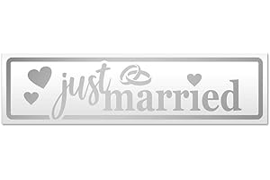 ‎KIWISTAR Kiwistar Just Married Ringe Herzen Magnetschild Schild magnetisch - 30cm Silber - Magnetfolie für Auto PKW Kfz