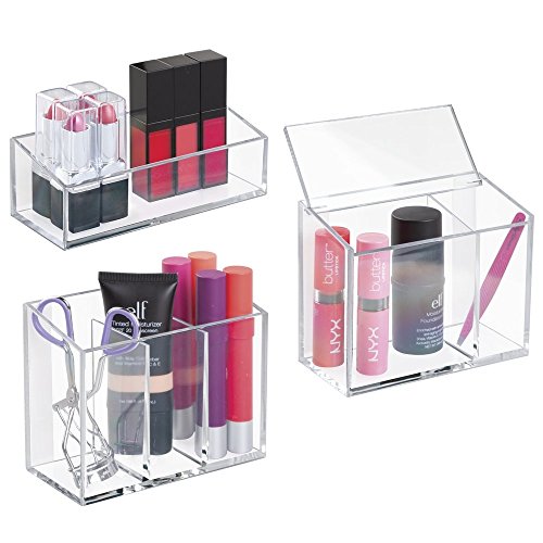 mDesign AFFIXX Kosmetik Organizer – praktische, selbstklebende Aufbewahrungsbox für Kosmetikartikel wie Lippenstift und Co – Schminkaufbewahrung leicht gemacht ¬im Dreier-Set