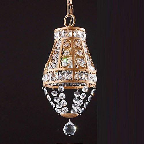 Modern Around Pendant lamp Crystal Metal Lamp Shade Hanging Light Height Adjustable 1-Lights Chandelier Golden For Restaurant Sleeping room Kitchen Bar Ø 18 CM E14