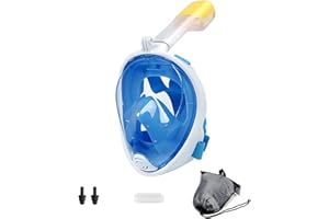 AVOS-DEALS-GLOBAL - Snorkel Mask, Snorkelling Mask with Panoramic Full Face Design 180°view, Detachable Camera Mount, For Adults and Kids with Anti-Fog Technology, Free Breath Diving Mask + Travel Bag