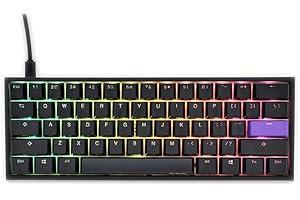 ‎DUCKY Ducky ONE 2 Mini Gaming Tastatur, Mechanische Tastatur RGB mit Cherry MX Red Switches, 60% Keyboard US Layout, Tastatur Kabelgebunden Beleuchtet, Double Shot PBT Keycaps (Schwarz)