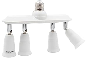 DiCUNO 4 en 1 E27 Convertisseur de douille de lampe, Base d'ampoule LED, Culot E27, Réglable à 360 °, Adaptateur d'extension, 100-240 V