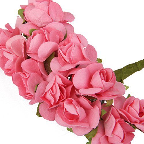 144 Stk. Mini Papier Rose Hochzeit Blumen für Handwerk Hochzeitsbevorzugungskasten (Rosa) - 5