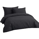LivinEase Duvet Cover 220 x 240 - Microfibre Duvet Cover Set 220 x 240 cm and 2 Pillowcases 65 x 65 cm - Black Duvet Cover Se