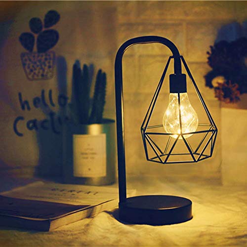 LIANG Iluminación Loft Vintage Industrial Tubería de Agua Mesa de Madera Luz E27 Edison Hierro Forjado Escritorio Lámpara de Acento Pantalla para mesita de Noche Café Bar Corredor en óxido